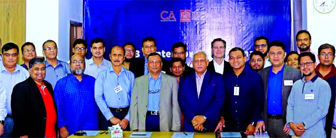 A F Nesaruddin President along with NKA Mobin, Vice President of ICAB, poses for a photograph at the closing session of a day-long workshop on 'Top Level Leadership and Management Skills Development for Career Success' jointly organized by ICAB Centre f