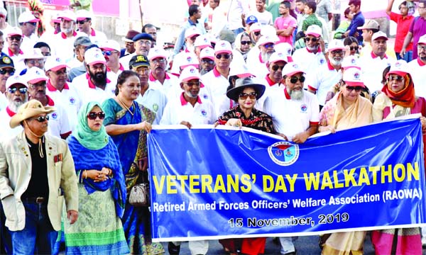 Retired Armed Forces Officers' Welfare Association (RAOWA) brought out a rally in the city's Mahakhali on Friday marking RAOWA Veterans' Day.