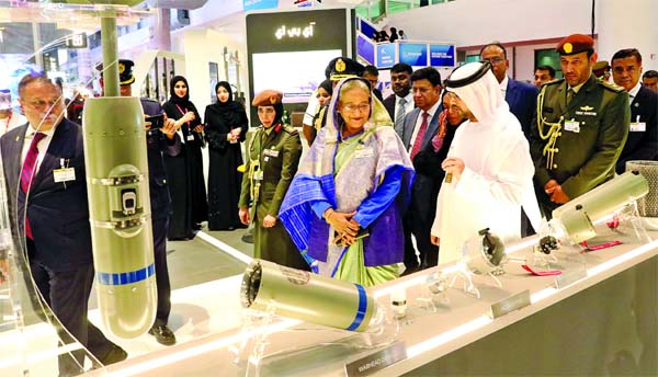Prime Minister Sheikh Hasina joined the opening ceremony of the 16th biennial aviation show at Dubai on Sunday.