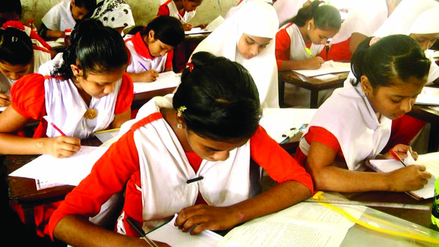 BARISHAL: Students participating in PSC examination at Barishal Government Zila School center on Sunday.