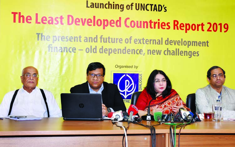 CPD Fellow Debapriya Bhattacharya, among others, at a prÃ¨ss conference on unveiling of report of The Least Development Countries-2019 at Palton Tower in the city on Wednesday.