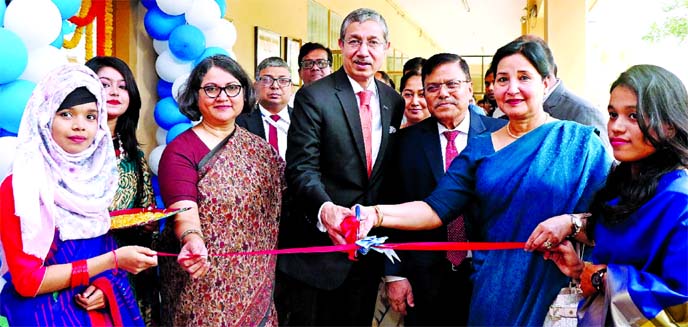 Emranul Huq, AMD of Dhaka Bank Limited along with Parveen Mahmud, Chairperson of BOG, UCEP Bangladesh, inaugurating an Electric Lab in UCEP Institute of Science & Technology (UIST) at city's Mirpur area on Monday. J L Bhowmik, Vice-Chairman, UCEP Banglad