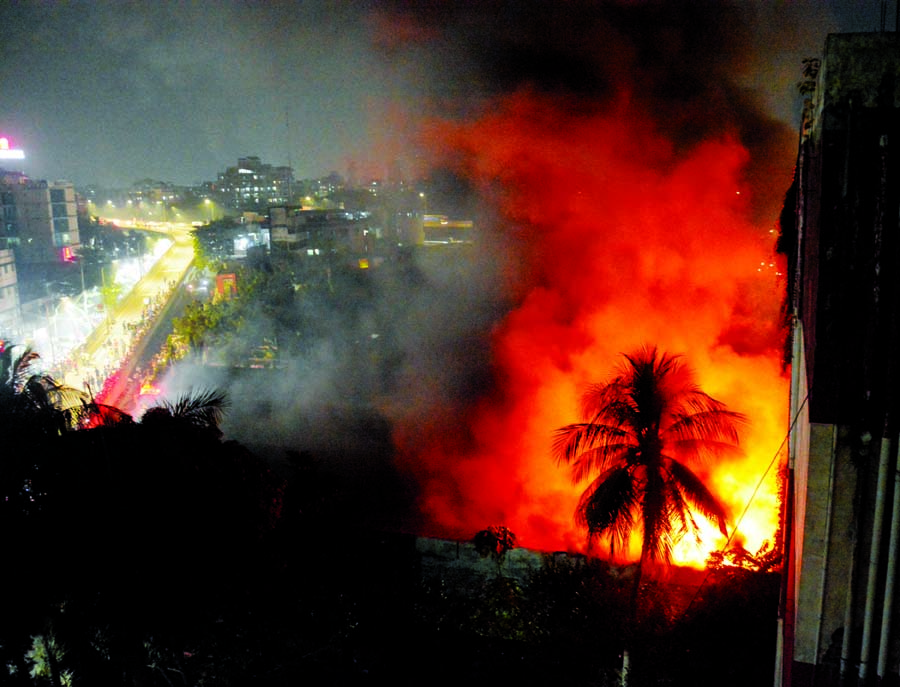 A fire broke out at Rajdhani Market at Tikatuli in Dhaka on Wednesday, gutting at least 300 shops in the market.