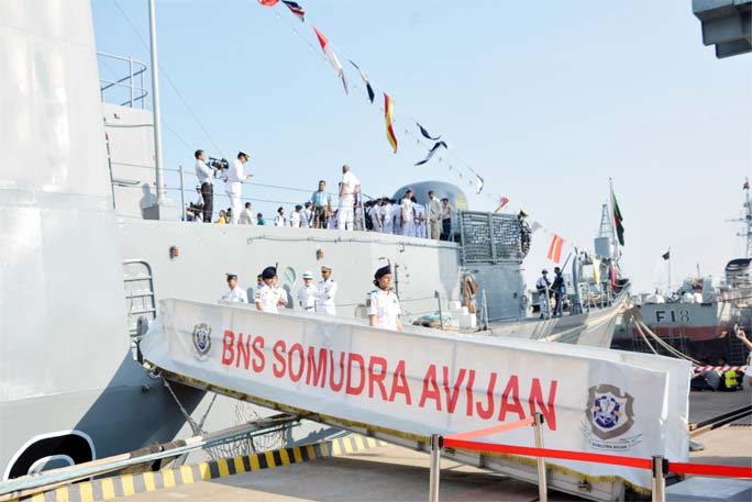 BNS Somudro Avijan was opened for public on the occasion of Armed Forces Day at Chattogram Naval Jetty on Thursday.