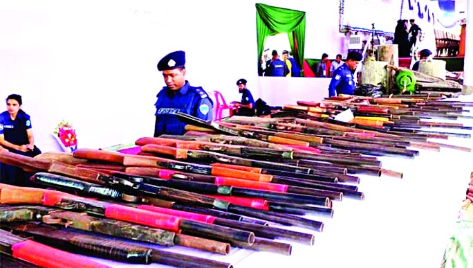 Some 96 criminals, including members of different pirates and robber gangs and terrorists of Cox's Bazar surrendered their weapons at a programme held in Kalarmarchhara Union Parishad field in Moheshkhali on Saturday.