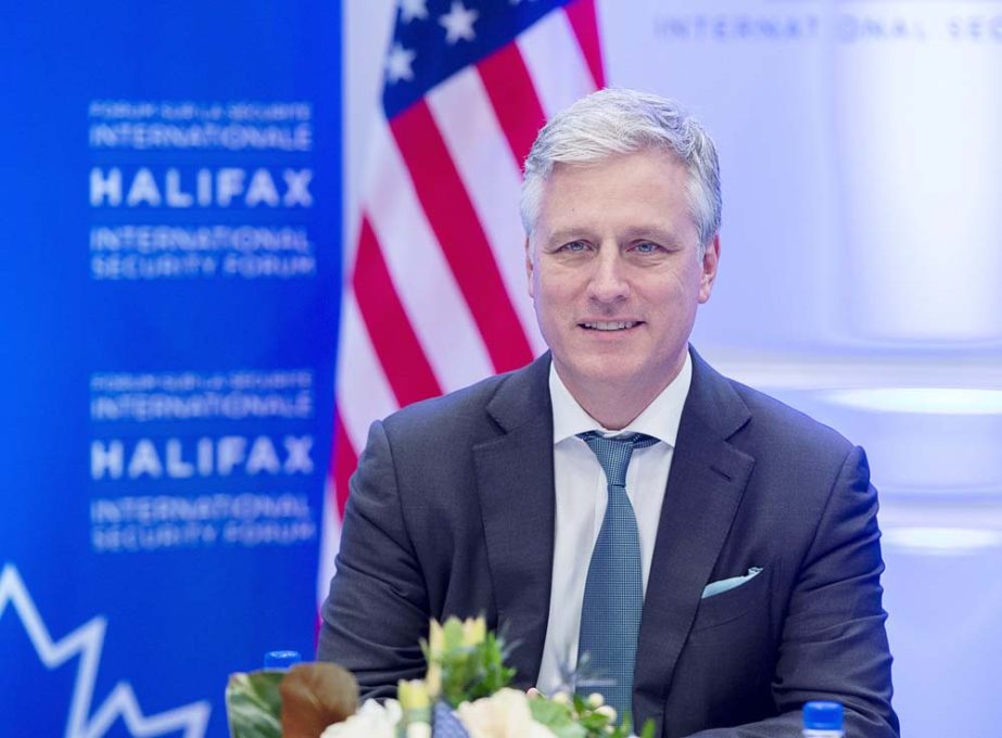 U.S. National Security Advisor Robert O'Brien attends a roundtable event at the Halifax International Security Forum in Halifax on Saturday.