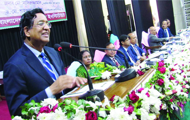 GAZIPUR: Agriculture Minister Dr Md Abdur Razzak MP and Presidium Member of Bangladesh Awami League addressing a six day-long workshop on annual research at Bangladesh Rice Research Institute (BARI) as Chief Guest yesterday.