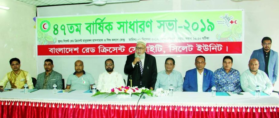 SYLHET: Adv Lutfur Rahman Chowdhury, Chairman, Bangladesh Red Crescent Society, Sylhet Unit addressing the 47th Annual General Meeting of the Unit as Chief Guest on Sunday.