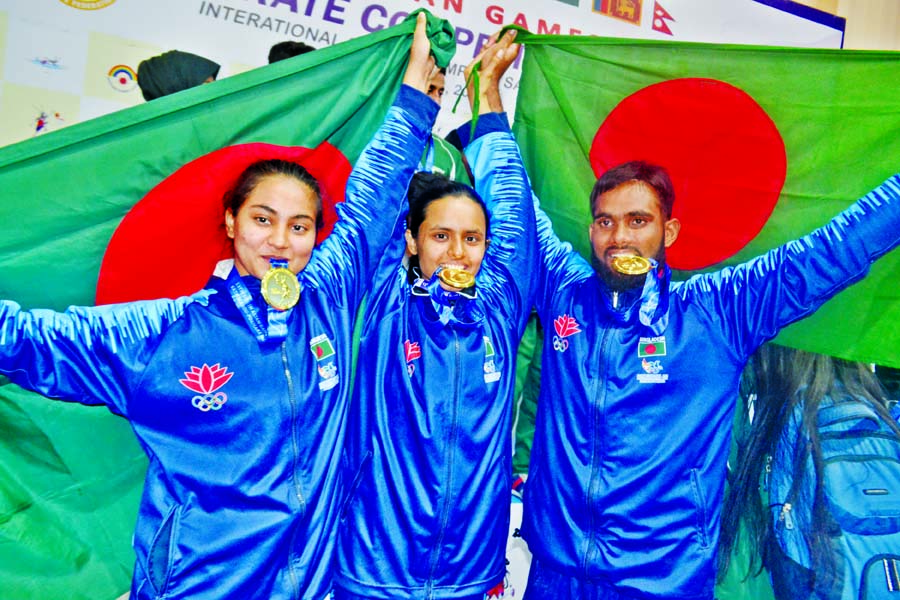 (From left) Humayra Akhter, Marzan Akhter and Al Amin.