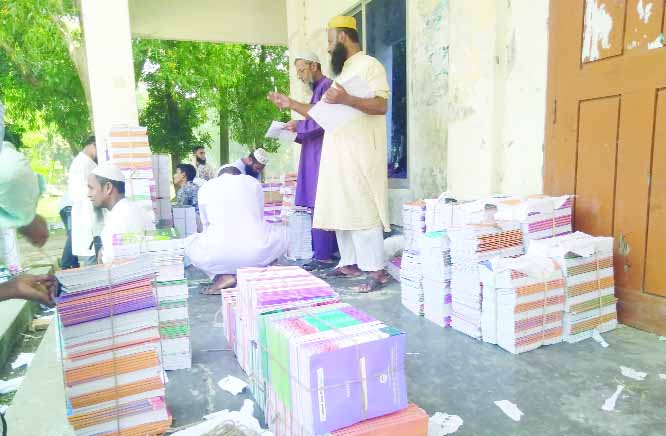 PATUAKHALI: Textbooks are being distributed among the head of educational institutions in Patuakhali yesterday.