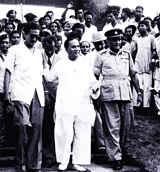 H.S. Suhrawardy (middle) with Bangabandhu Sheikh Mujibur Rahman