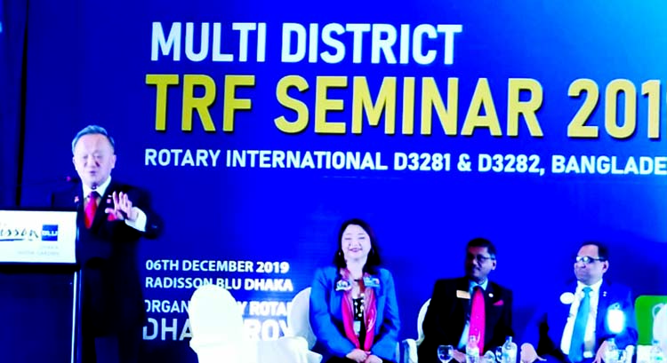 CK Huang, Trustee Chairman of the Rotary International Foundation, among others, at the TRF seminar of Rotary International at Hotel Radisson in the city on Friday.