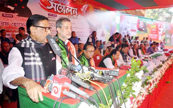 Bangladesh Awami League General Secretary and Road Transport and Bridges Minister Obaidul Quader MP addressing as Chief Guest at the Chattogram North District Awami League's tri-annial Conference at Laldighi Maidan yesterday.