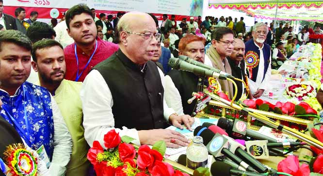 BOGURA: Presidium Member of Bangladesh Awami League Mohammad Nasim MP speaking at the triannual Conference of AL at Altafunnesa Playground as Chief Guest on Saturday.