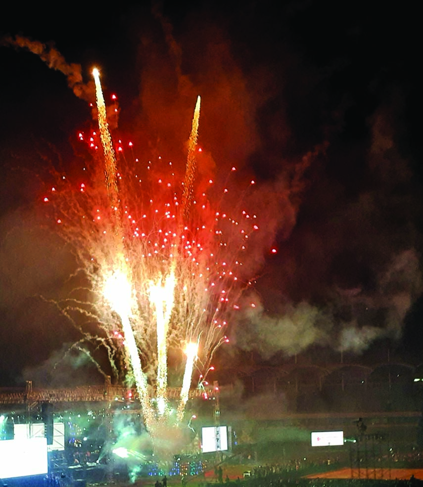 An eye-catching fireworks was held at the opening ceremony of the Bangabandhu Bangladesh Premier League (BBPL) at the Sher-e-Bangla National Cricket Stadium in the city's Mirpur on Sunday. Moin Ahamed