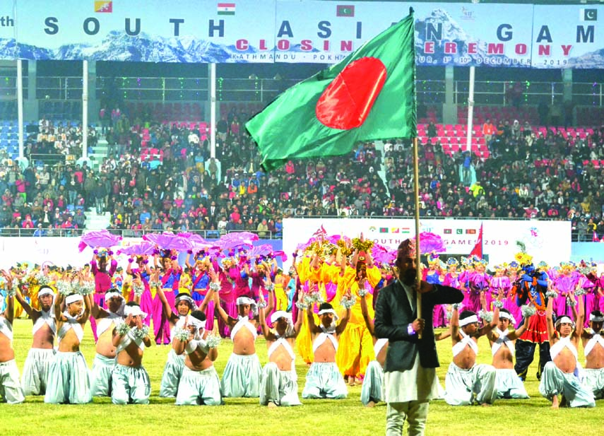 A scene from the concluding ceremony of the 13th South Asian Games in Nepal on Tuesday. BOA photo