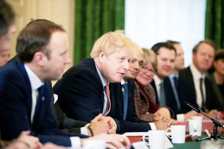 Johnson chaired his first cabinet meeting since last week's crushing election victory.