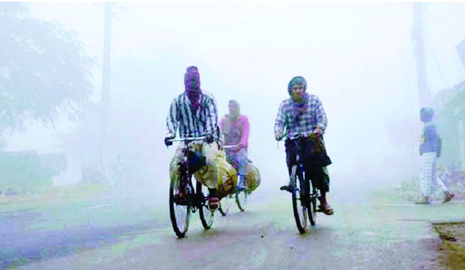 NAOGAON: Working people have ben suffering at Naogaon due to foggy weather on Saturday.