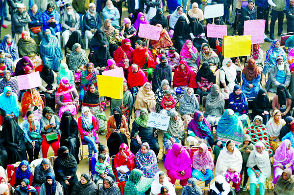 Demonstrators gather during a protest against a new citizenship bill in New Delhi, India on Sunday.