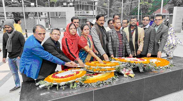 Newly elected leaders of the Executive Committee of the Bangladesh Secretariat Senior Assistant Secretary & Assistant Secretary Welfare Forum paid homage by placing floral wreaths at the portrait of the Father of the Nation Bangabandhu Sheikh Mujibur Rahm