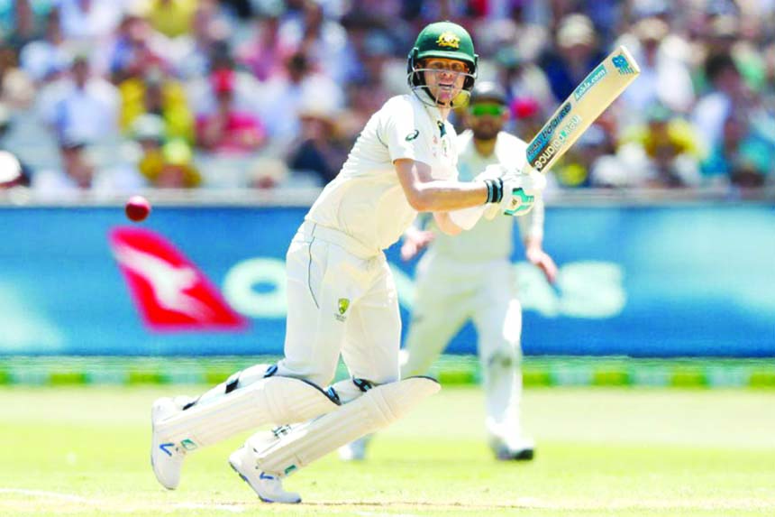 Australian batsman Steve Smith playing a shot on the first day of the second cricket Test match against New Zealand at the MCG in Melbourne on Thursday.