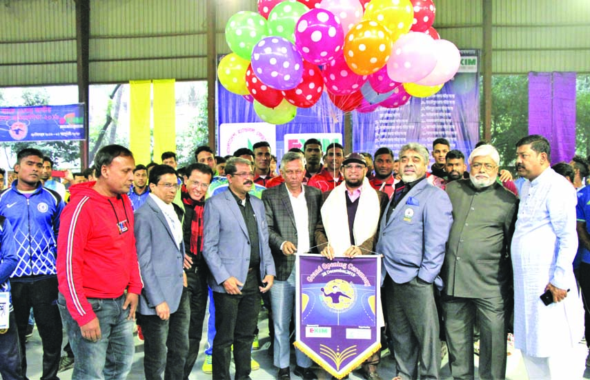 Managing Director of EXIM Bank Limited Dr Mohammed Haider Ali Miah inaugurating the EXIM Bank 29th National Handball Men's Competition by releasing the balloons as the chief guest at the Shaheed (Captain) M Mansur Ali National Handball Stadium on Saturda