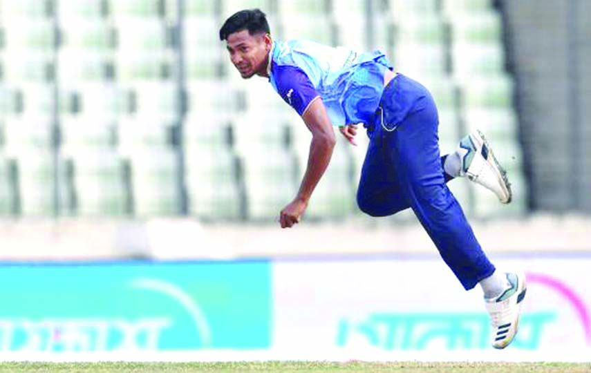 Mustafizur Rahman of Rangpur Rangers, in action against Sylhet Thunder during the Twenty20 cricket match of the Bangabandhu Bangladesh Premier League at the Sher-e-Bangla National Cricket Stadium in the city's Mirpur on Monday.