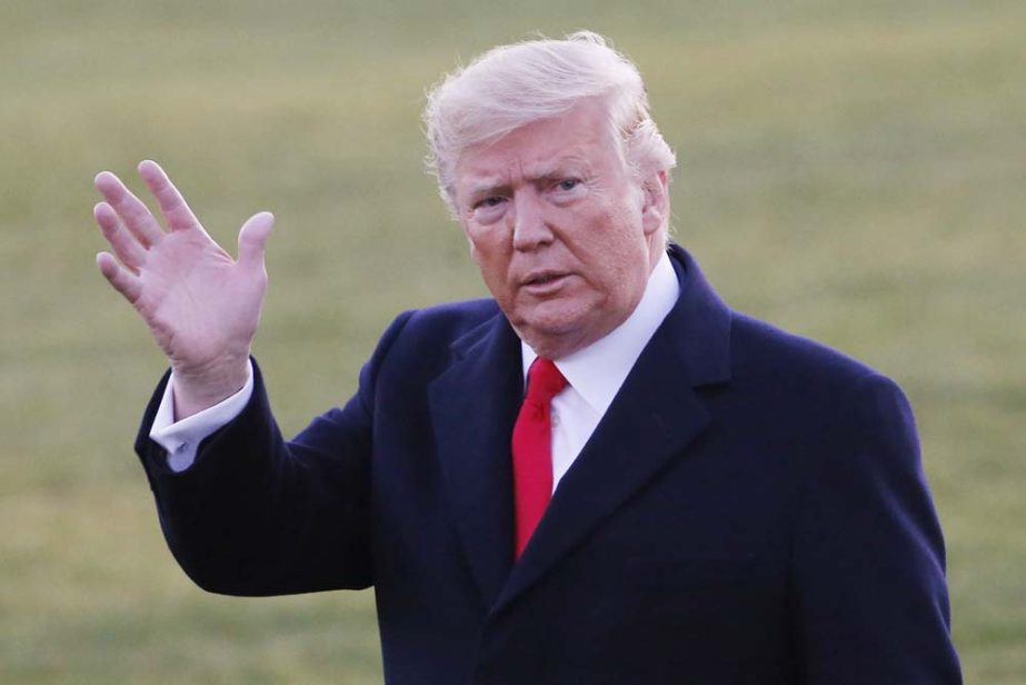 President Donald Trump leaves the White House for a campaign trip to Battle Creek, Mich in Washington.