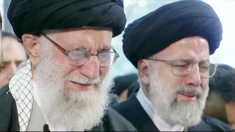 Iran supreme leader weeps at General Soleiman's funeral.