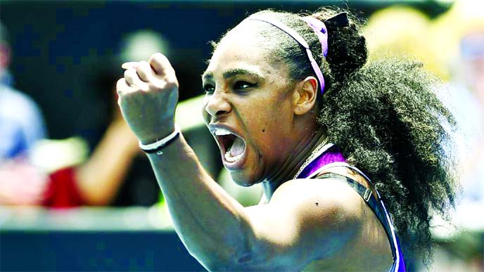Serena Williams celebrates a point during her quarter-finals singles match against Germany's Laura Siegemund at WTA Auckland Classic in Auckland on Friday.
