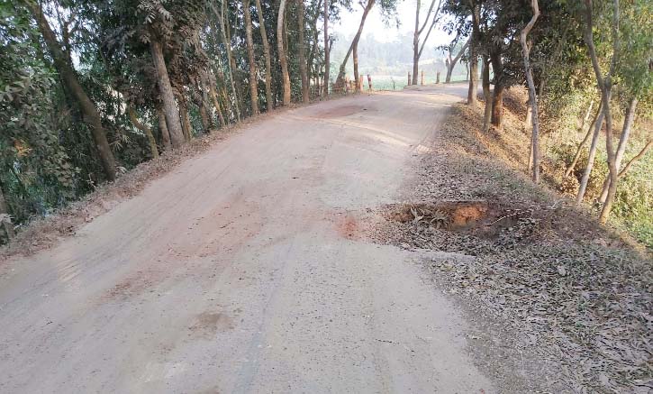 Dilapidated Nazirhat- Kazirthat Road at Fatikchhari Upazila needs immediate repair. This snap was taken from Patiyalchhari area yesterday .