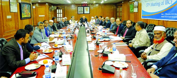 Prof. Md. Nazmul Hassan, Chairman of Islami Bank Bangladesh Limited and Islamic Banks Consultative Forum (IBCF), presiding over its 57th meeting at IBBL head office in the city on Wednesday. Top executives from different banks, were also present.