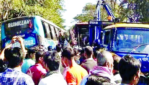 Three passengers were killed as two buses collided with each other on Friday at Patiya area on Dhaka-Cox's Bazar Highway.