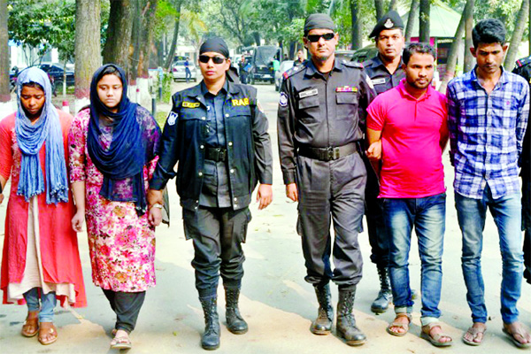 Four members of an organised gang including two female abductors were arrested by RAB-1 and rescued a 16th-month old abducted child from Gachha area in Gazipur on Sunday.