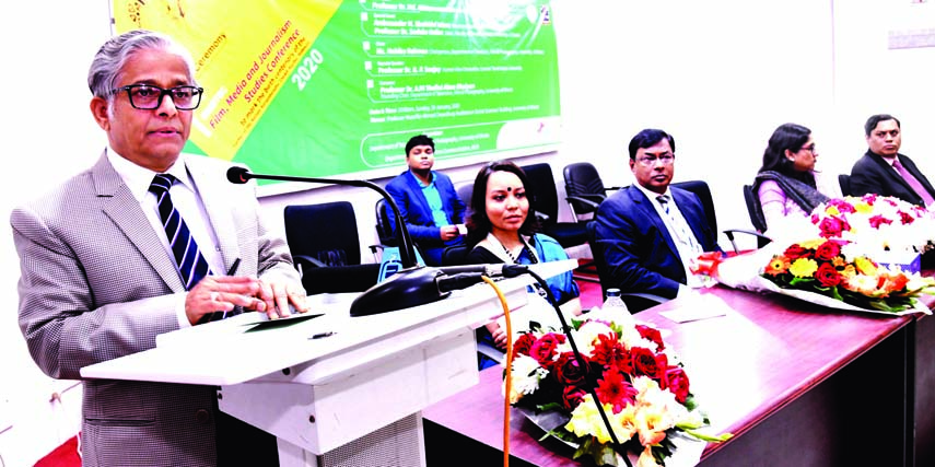 DU Vice-Chancellor Prof Dr Md. Akhtaruzzaman inaugurating the 1st 3-day long international conference on 'Film, Media and Journalism Studies' marking the birth centenary of Father of the Nation Bangabandhu Sheikh Mujibur Rahman as Chief Guest at Prof