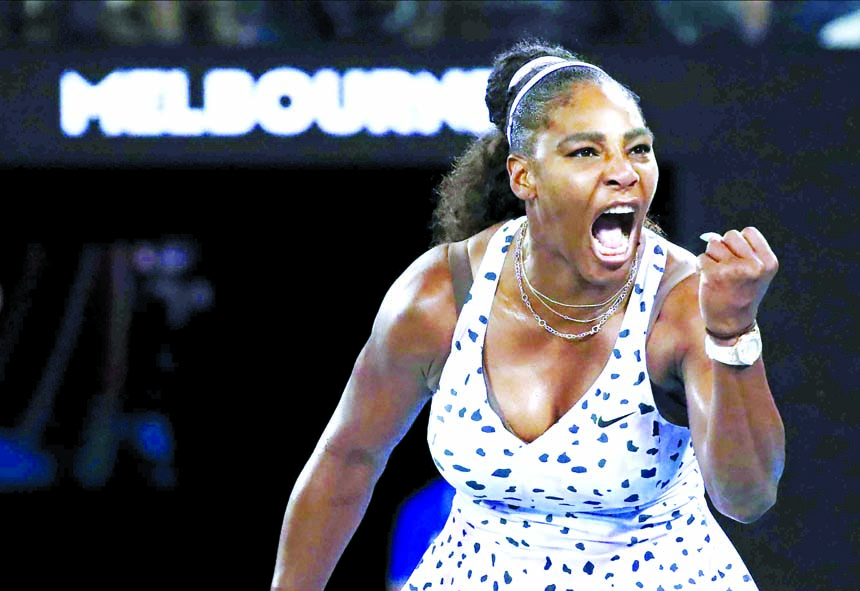 Serena Williams of the U.S. reacts during her second round singles match against Slovenia's Tamara Zidansek at the Australian Open tennis championship in Melbourne of Australia on Wednesday.