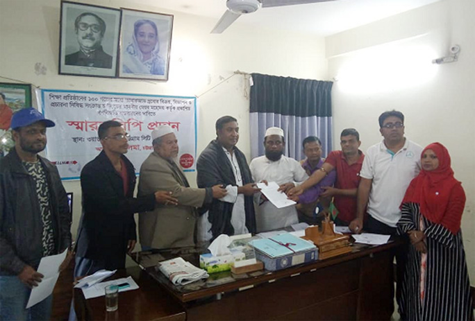 Representatives of BITA, CAB and ELLMA seen submitting memorandum to ward councillor of No.8 Solasahar Ward Morshedul Alam recently.
