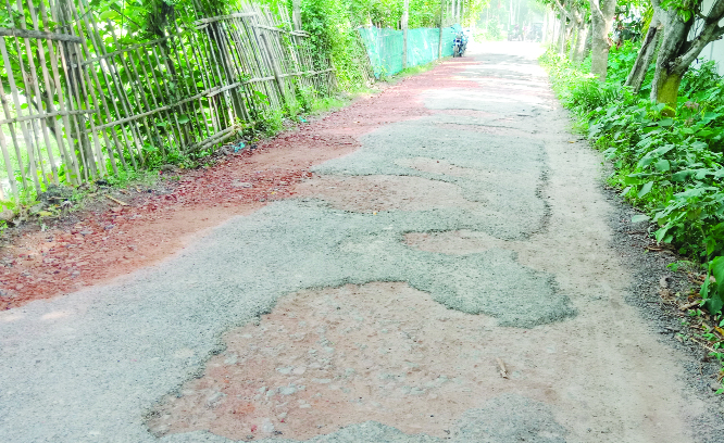 BARAIGRAM (Natore): Malipara to Merigasa Road in Baraigram is in deplorable condition for long time causing sufferings to people .