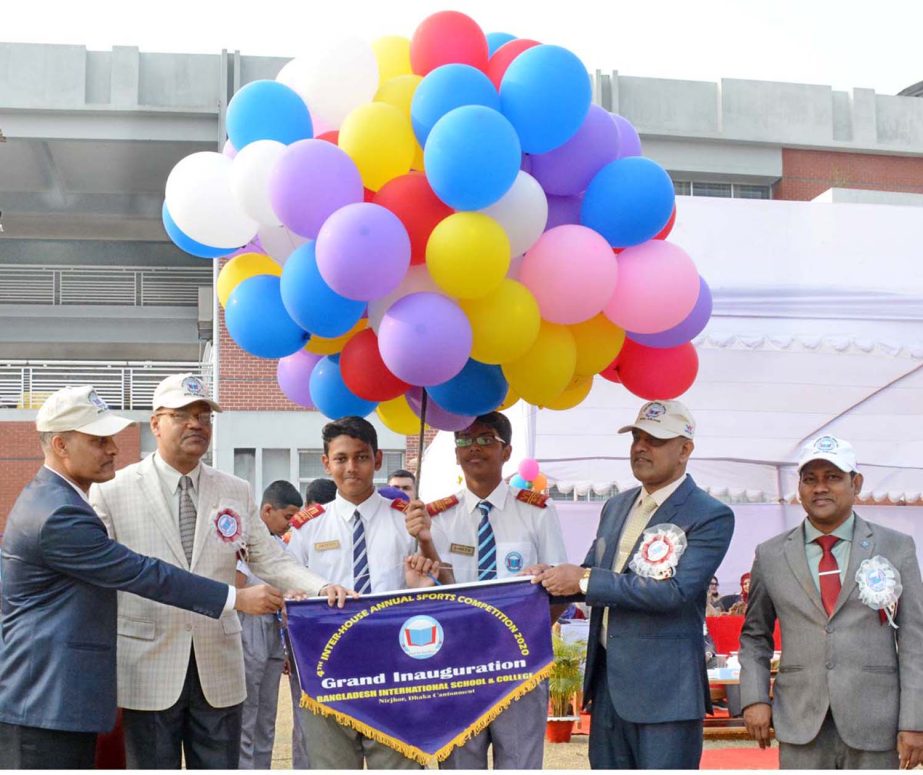 Area Commander of Logistic Area of Bangladesh Army Major General Md Moshfequr Rahman inaugurating the Annual Sports Competition of Bangladesh International School & College by releasing the balloons as the chief guest at the College Ground in Dhaka Canton