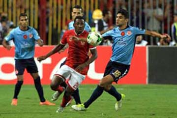 Junior Ajayi (center) scored the only goal as Al Ahly of Egypt beat Etoile Sahel of Tunisia at the Group-B soccer match of the CAF Champions League at Johannesburg in South Africa on Sunday.