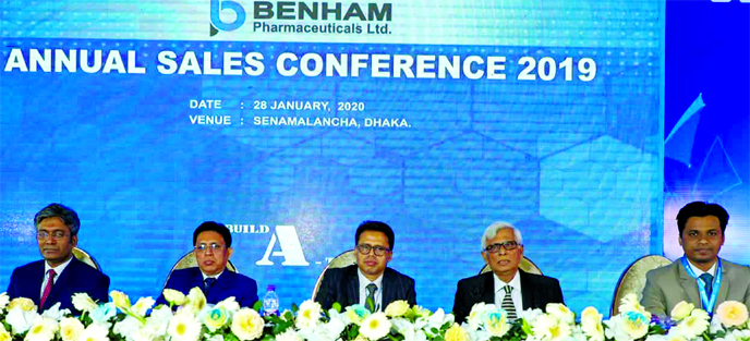 Bishajit Sarker, Chairman of Benham Pharmaceuticals Limited, presiding over the company's Annual Sales Conference-2019 at Sena Malancha Convention Hall in the capital recently. Managing Director Narayan Sarker and General Manager (Marketing and Sales) Dr