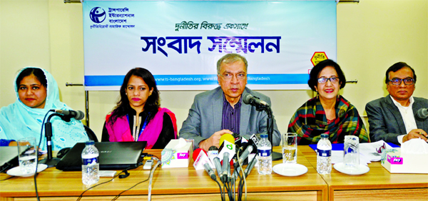 Executive Director Dr. Iftekkharuzzaman addressing the press briefing on the occasion of the Research Publication programme at Midas Centre in city's Dhanmondi organised by TIB on Wednesday.