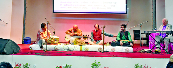 On the occasion of celebrating Mujibâ€™s Birth Centenary, a cultural event was organised by Prottoy, Mohiruh, Pratipalok and Chirontan Bangla (UK) with the partnership of Grand Union Orchestra, UK at Financial Management Academy (FIMA) auditorium re