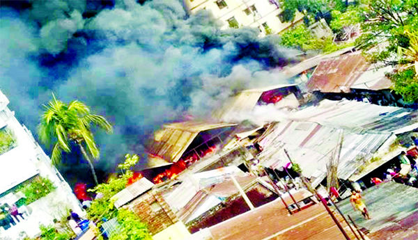 Mirzapool slum in Chattogram was gutted in a devastating fire on Friday.