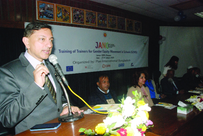 RANGPUR: Prof. Dr. Syed Md. Golam Faruk, Director General, Directorate of Secondary and Higher Seconday Education speaking as Chief Guest at the closing ceremony of the training on Friday.