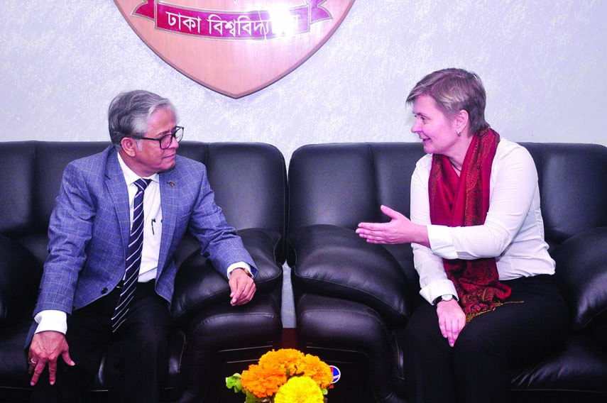 Dr Katja Lasch, Regional Director, German Academy Exchange Service in New Delhi called on Dhaka University Vice-Chancellor Prof Dr Md Akhtaruzzaman at the latter's office of the University yesterday . Photo: DU PR Office