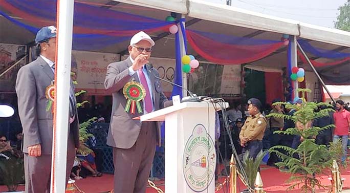 Railway Minister Nurul Islam Sujan at the Railway's 41st Annual Sports Competition addressing as the Chief Guest at Pologround in the Port City on Sunday.