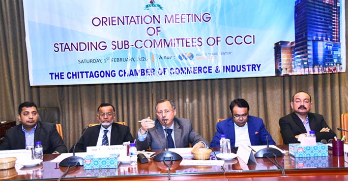 Mahbubul Alam, President of Chattogram Chamber of Commerce and Industry (CCCI) speaking at the orientation of Standing Sub Committee of CCCI at World Trade Centre on Saturday.