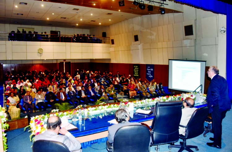 IAEA Deputy Director General M. Chudakov speaking at a seminar on 'Nuclear Energy and Sustainable Development' at the head office of Bangladesh Atomic Energy Commission in the city on Monday.