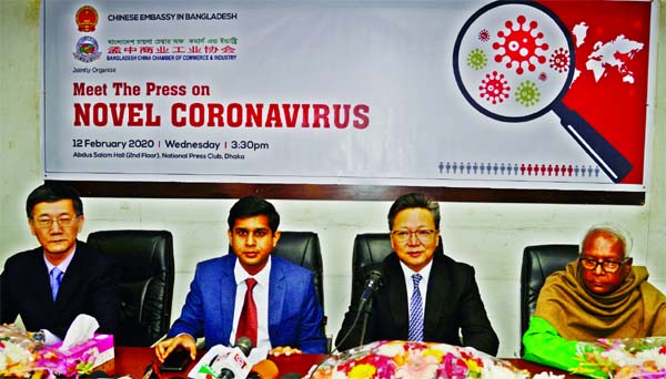 Li Jiming, Ambassador of China addressing the 'Meet The Press' on Coronavirus being organised by Chinese Embassy in Bangladesh and Bangladesh-China Chamber of Commerce and Industry held at Jatiya Press Club on Wednesday.